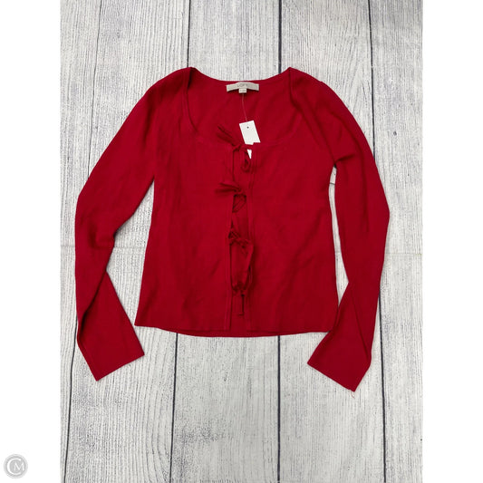 Sweater Cardigan By Loft In Red, Size: M