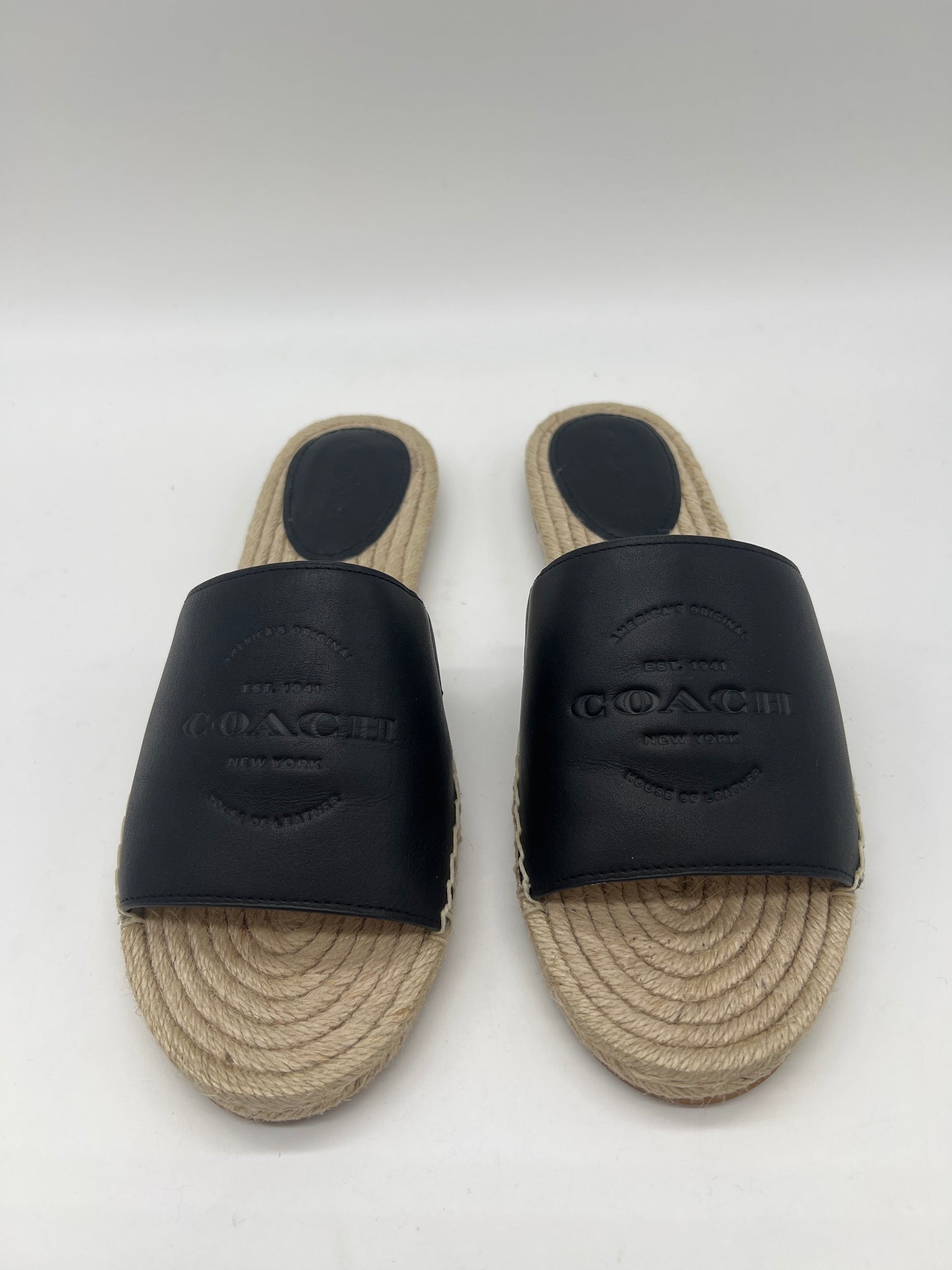 Black Sandals Flats Coach, Size 8