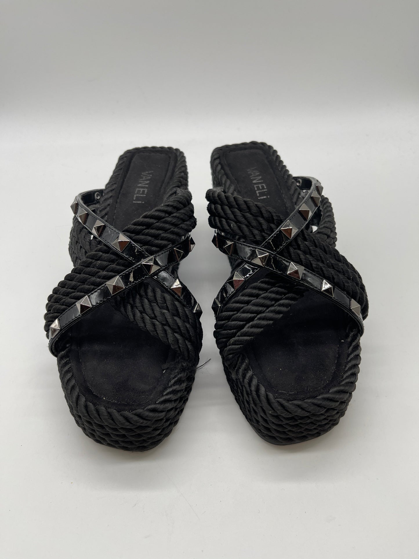 Black Sandals Heels Platform Vaneli, Size 7