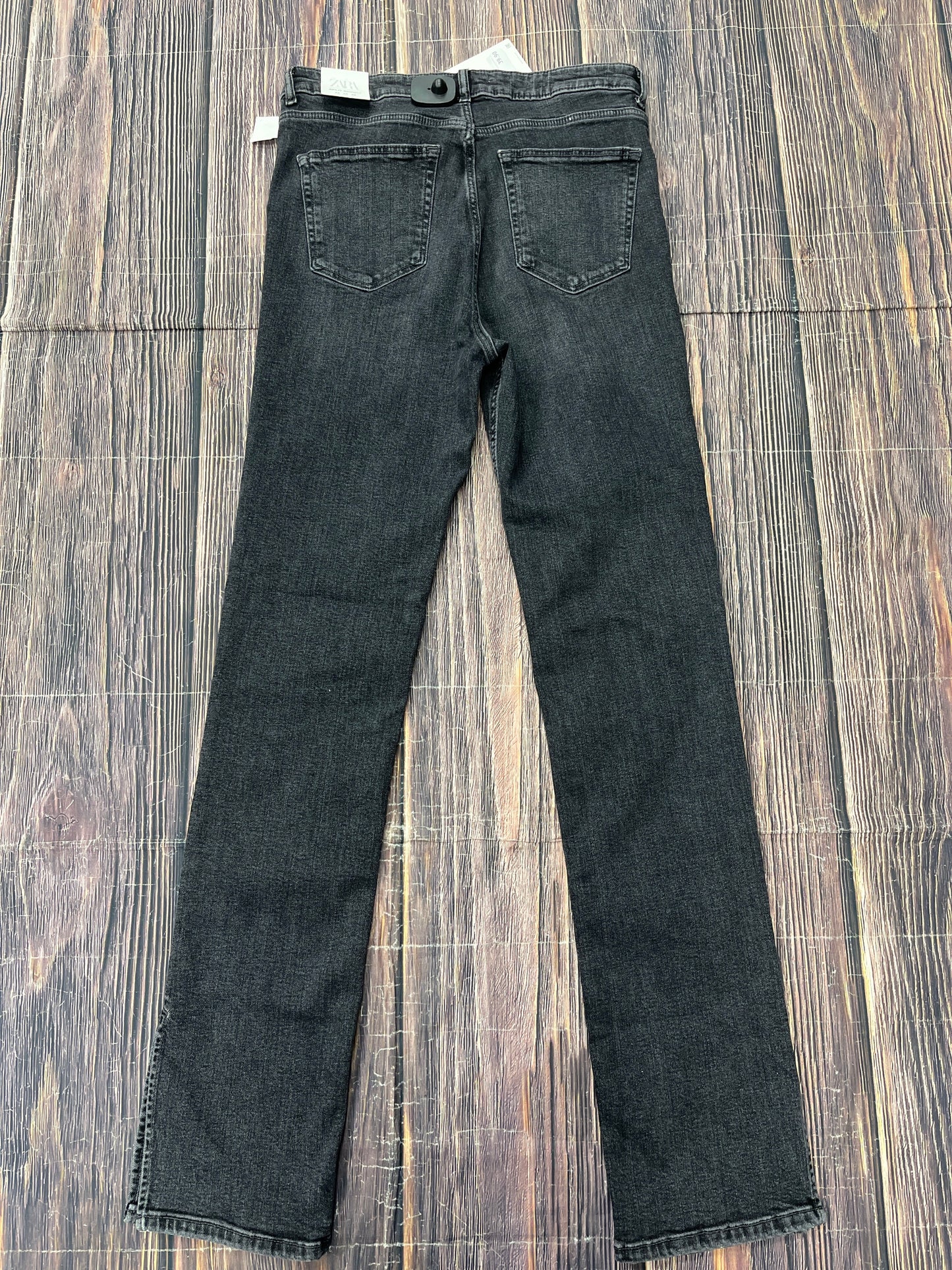 Jeans Straight By Zara In Black Denim, Size: 10