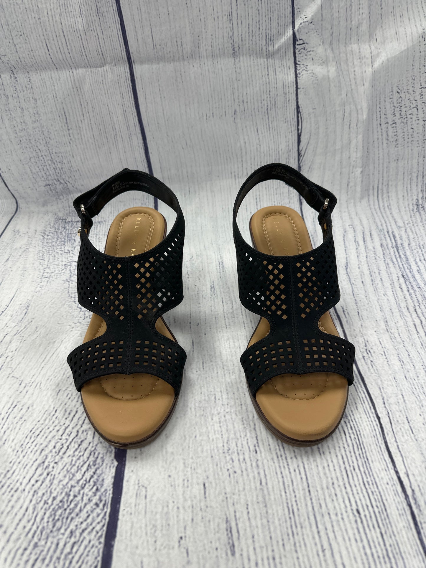 Sandals Heels Wedge By Kelly And Katie In Black, Size: 8.5