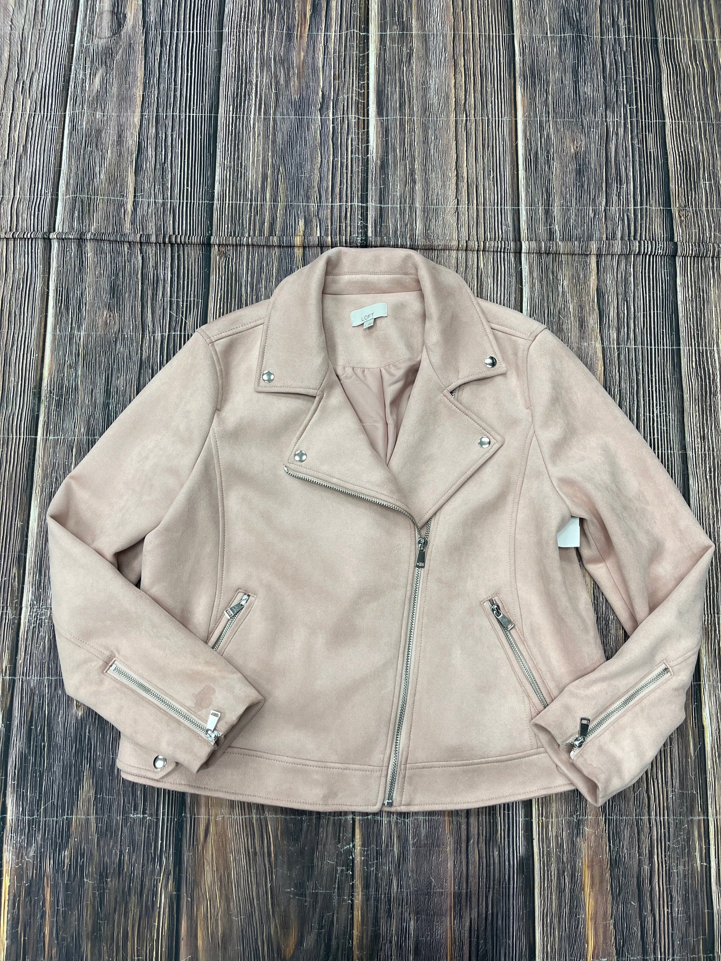 Jacket Moto By Loft In Pink, Size: L