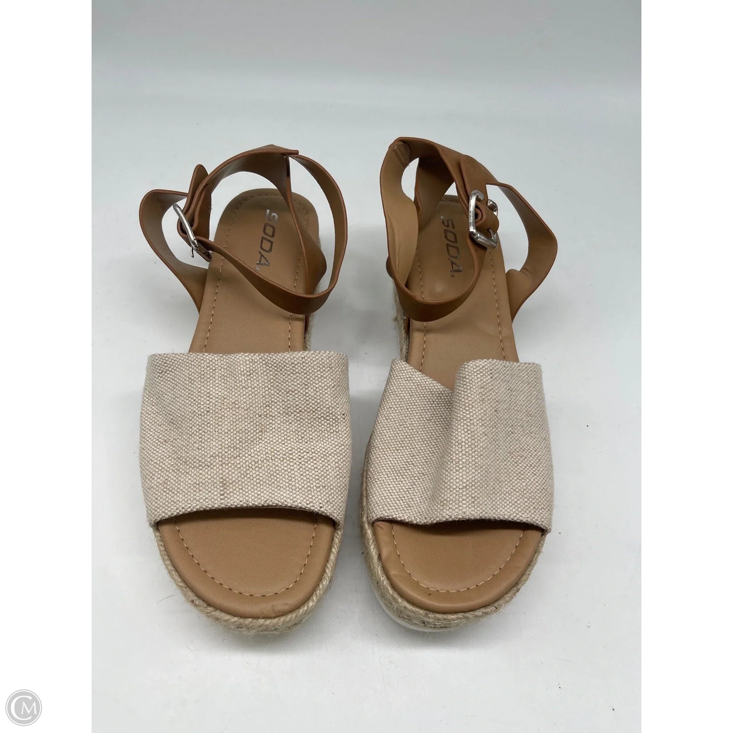 Sandals Heels Platform By Soda In Cream, Size: 8