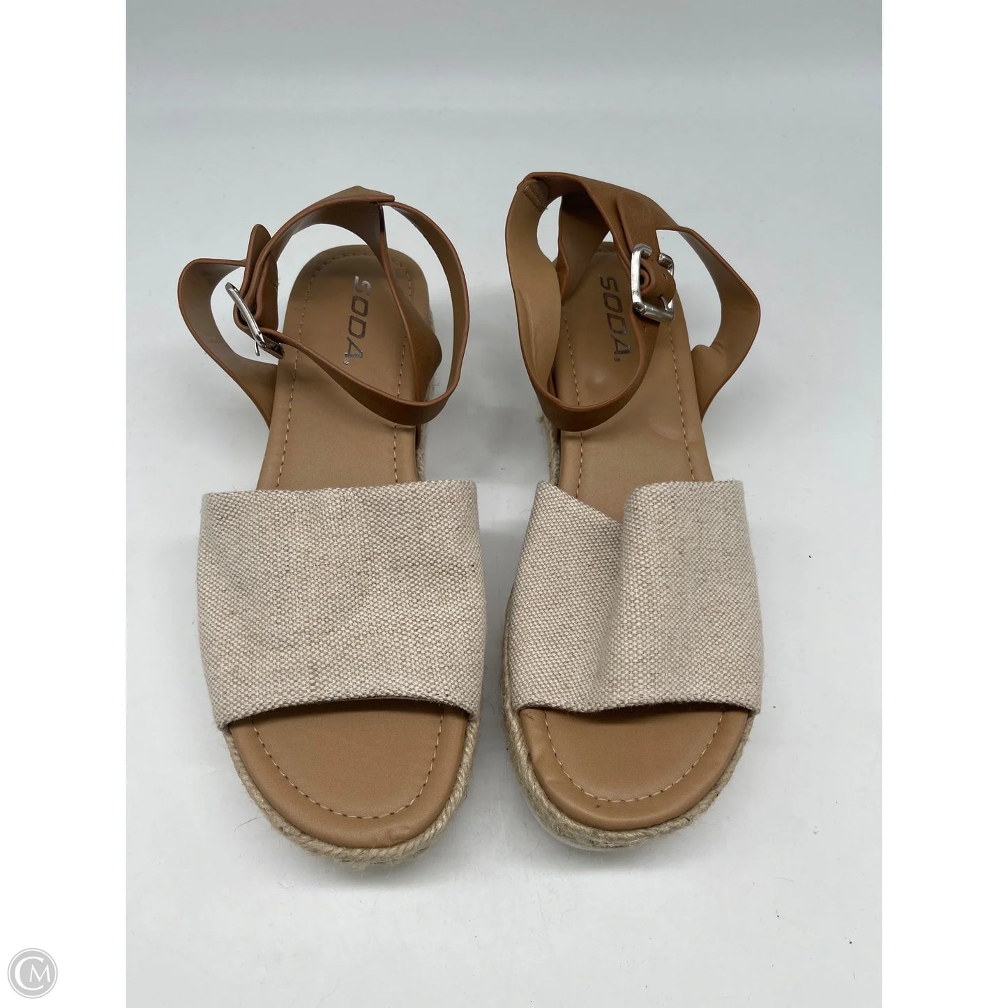 Sandals Heels Platform By Soda In Cream, Size: 8