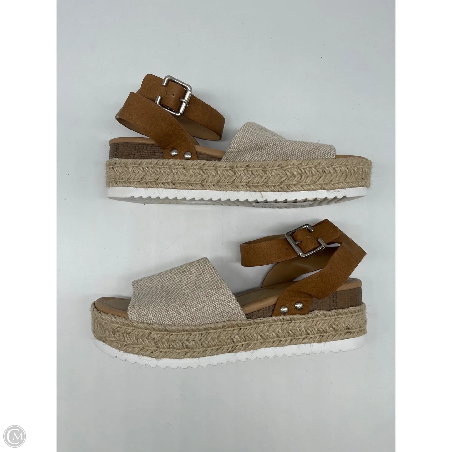 Sandals Heels Platform By Soda In Cream, Size: 8