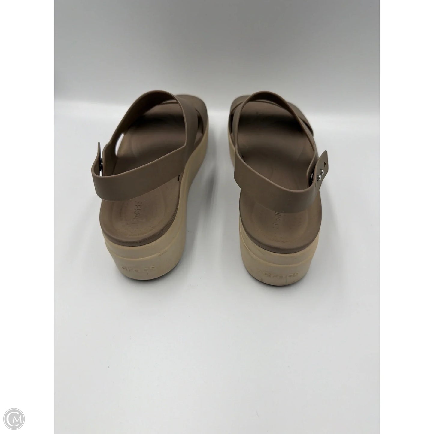 Sandals Heels Platform By Crocs In Brown, Size: 8