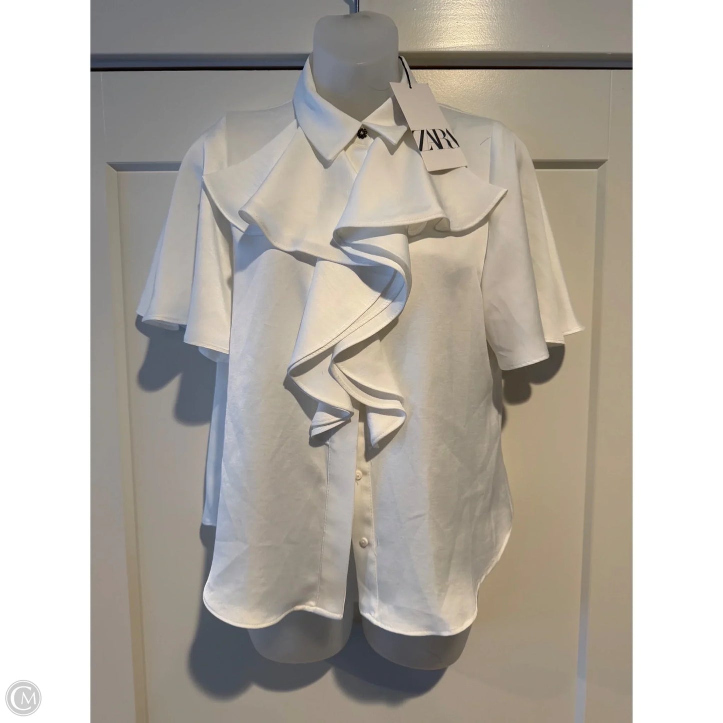 Top Short Sleeve By Zara In White, Size: S