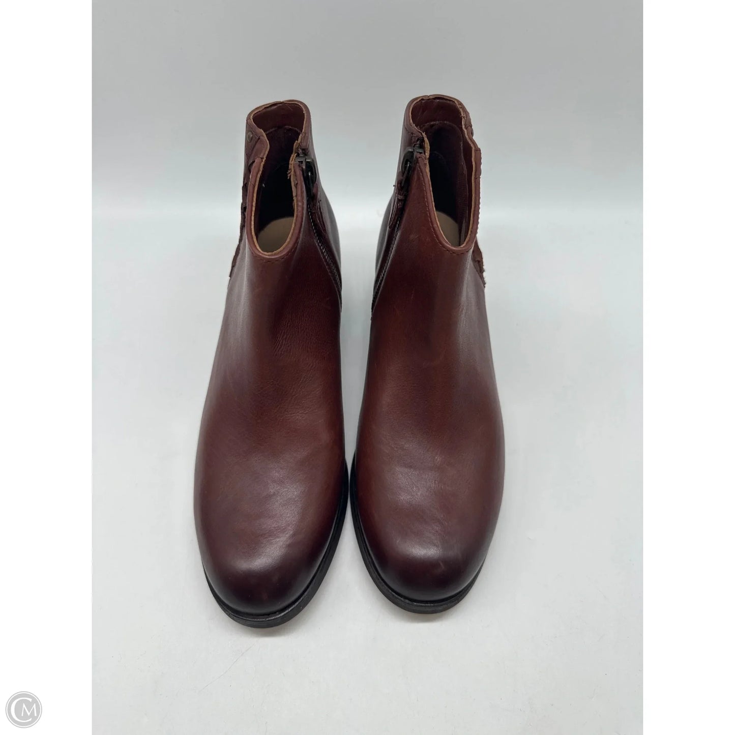 Boots Ankle Heels By Clarks In Brown, Size: 7