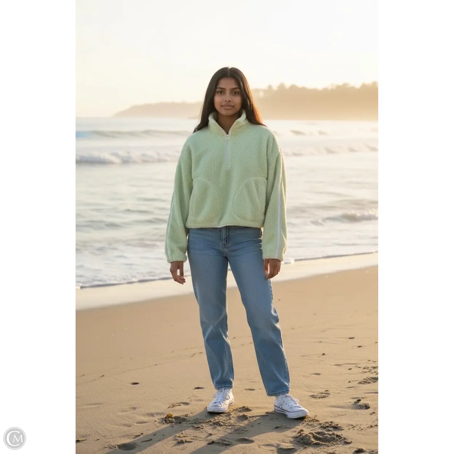 Sweatshirt Collar By Old Navy In Green, Size: M