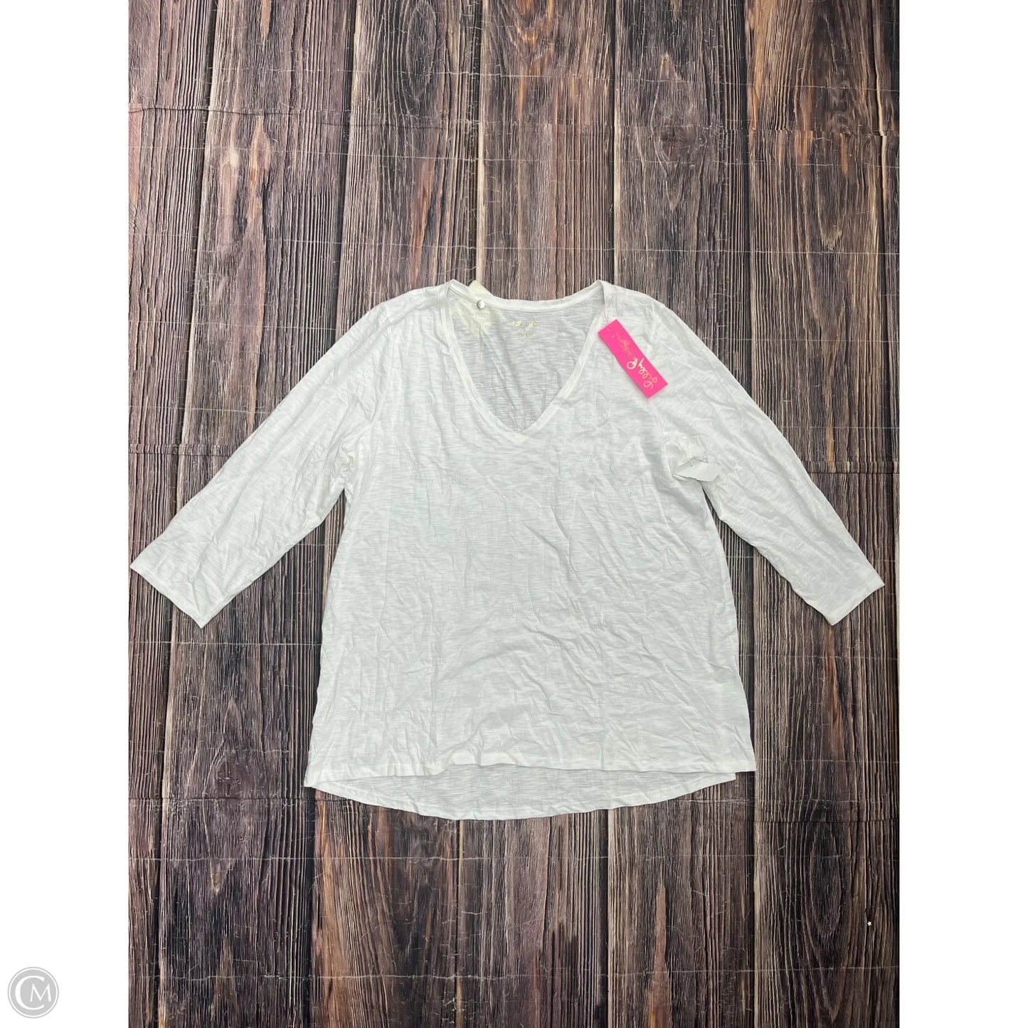 Top 3/4 Sleeve Designer By Lilly Pulitzer In White, Size: Xl