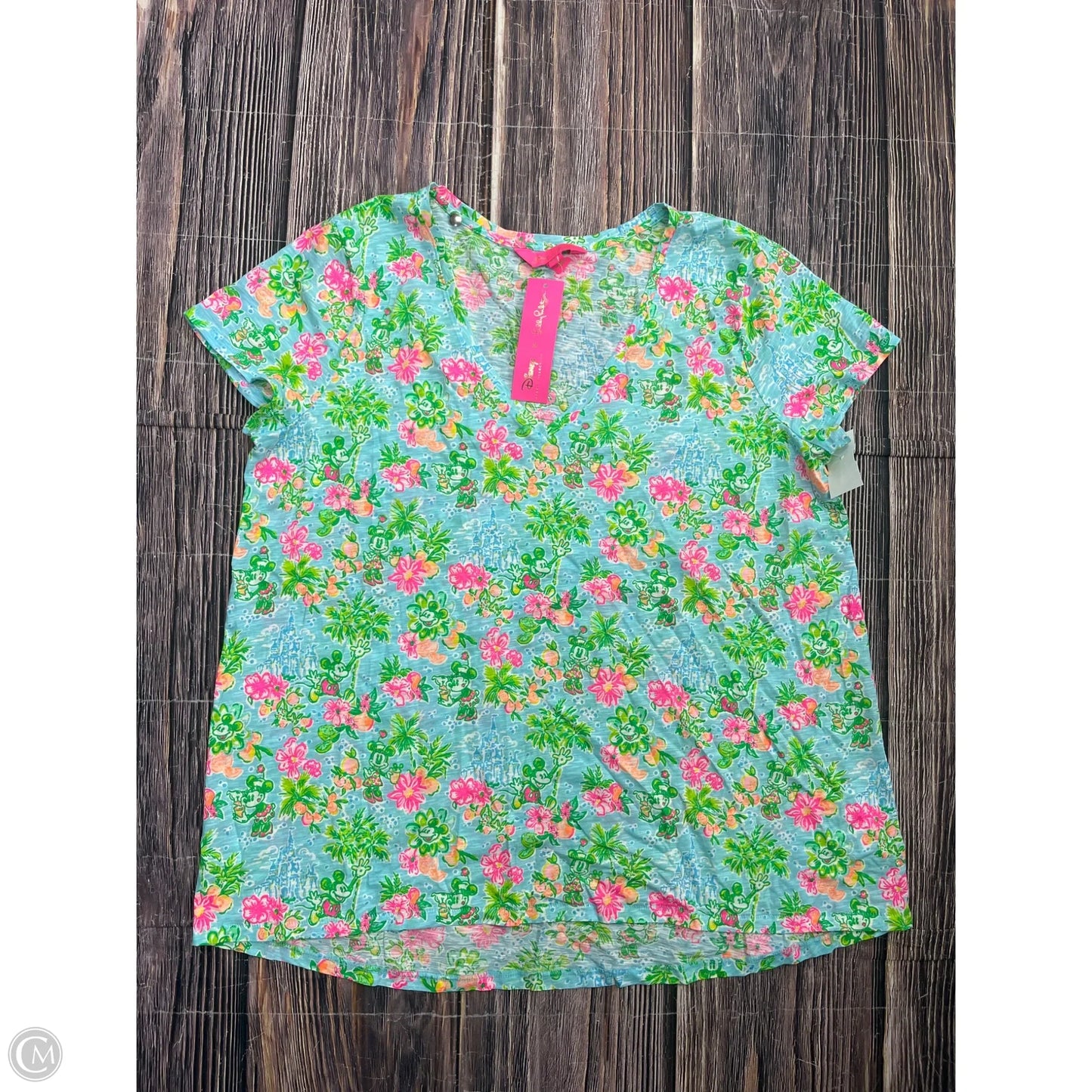 Top Short Sleeve Designer By Lilly Pulitzer In Blue, Size: 1x