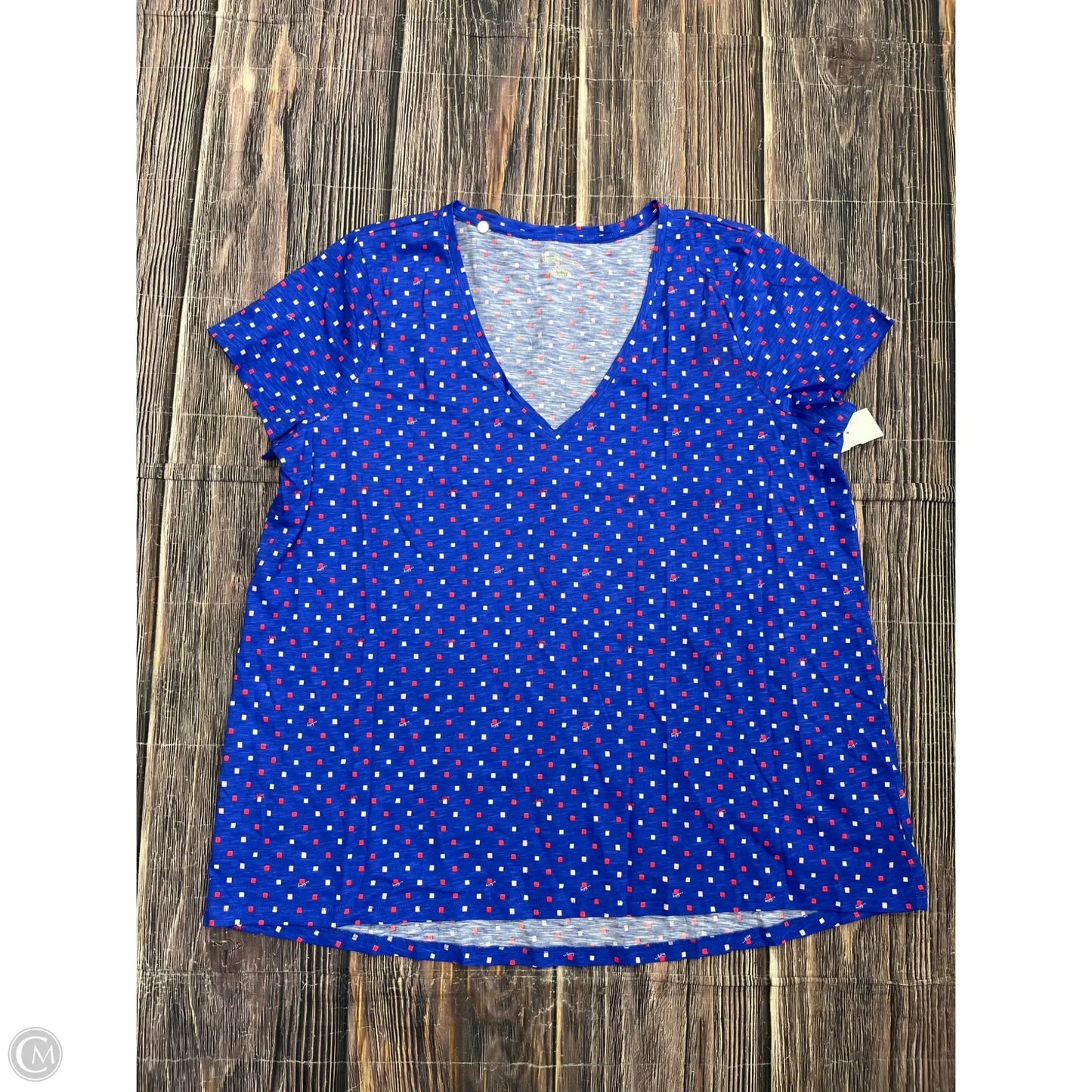 Top Short Sleeve Designer By Lilly Pulitzer In Blue, Size: 1x