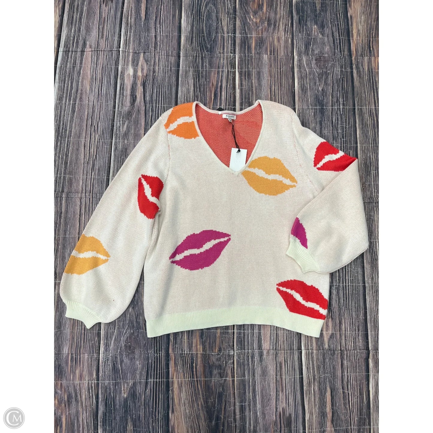 Sweater By Andree By Unit In Cream, Size: 2x