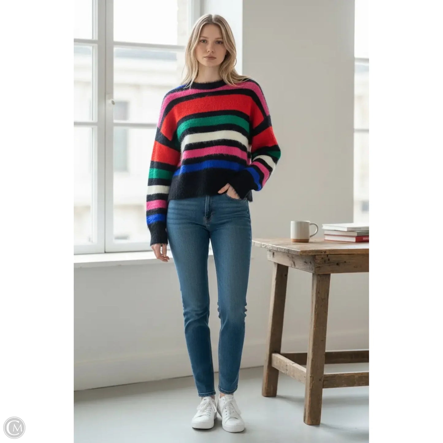 Sweater By A New Day In Striped Pattern, Size: S
