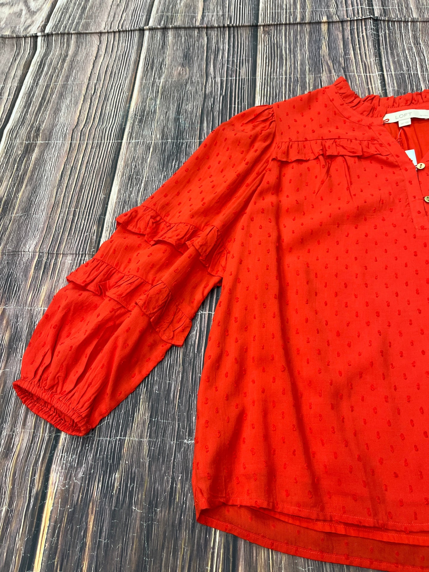 Blouse Long Sleeve By Loft In Red, Size: MP