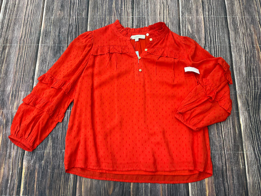 Blouse Long Sleeve By Loft In Red, Size: MP