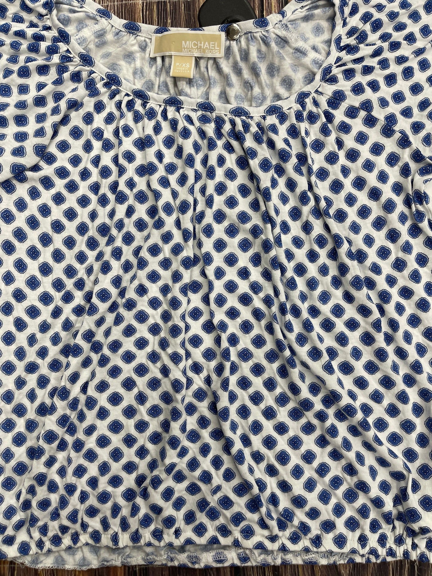 Blue Top 3/4 Sleeve Michael By Michael Kors, Size Xs