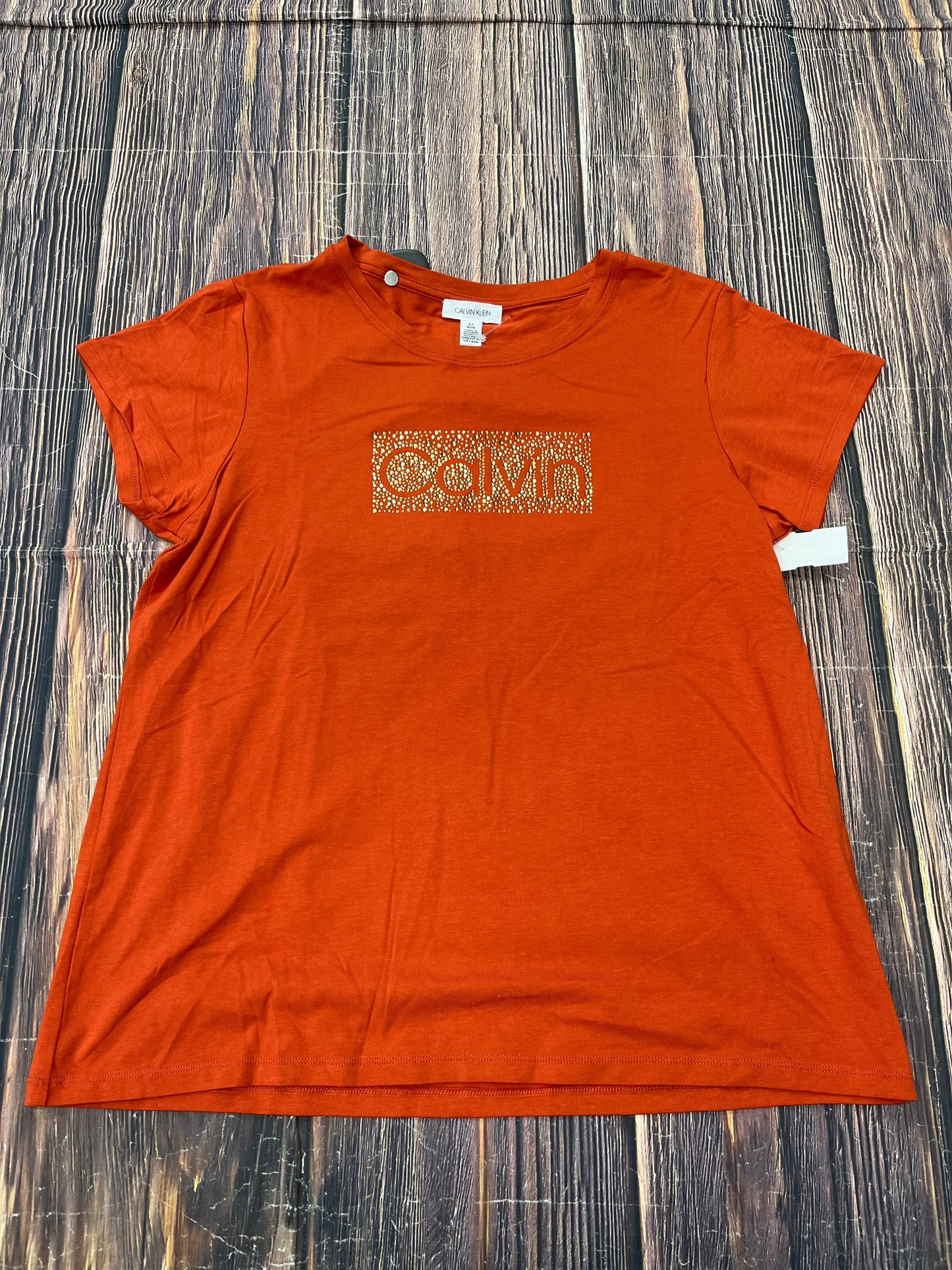 Orange Top Short Sleeve Calvin Klein, Size L