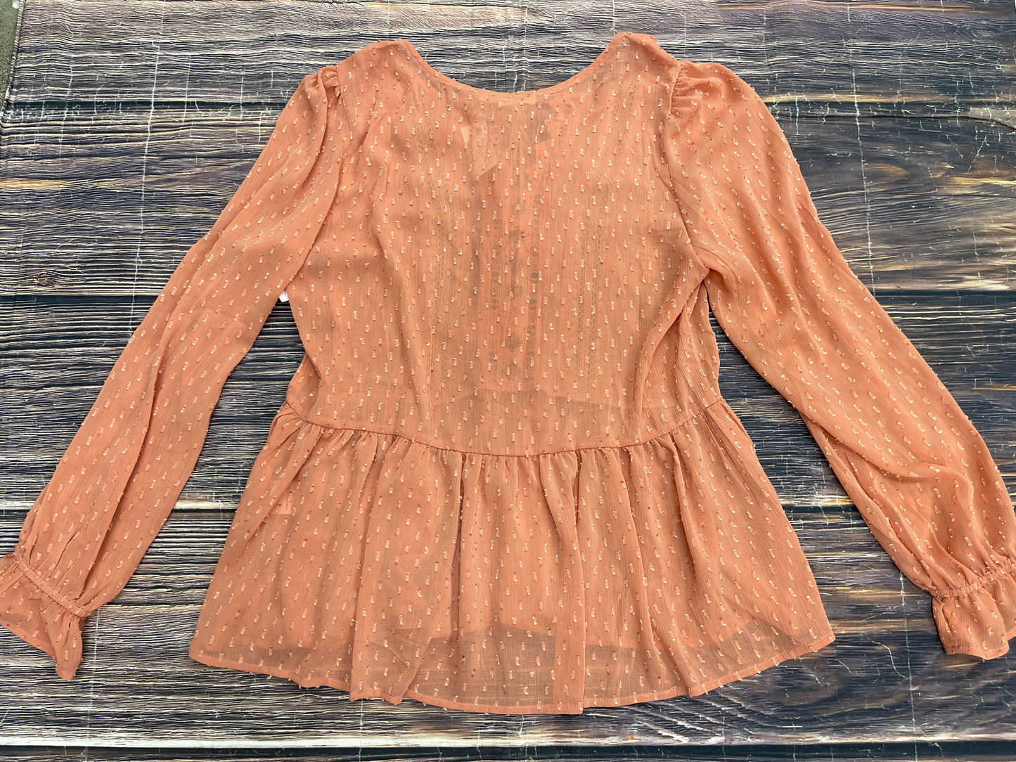 Orange Blouse Long Sleeve Listicle, Size M