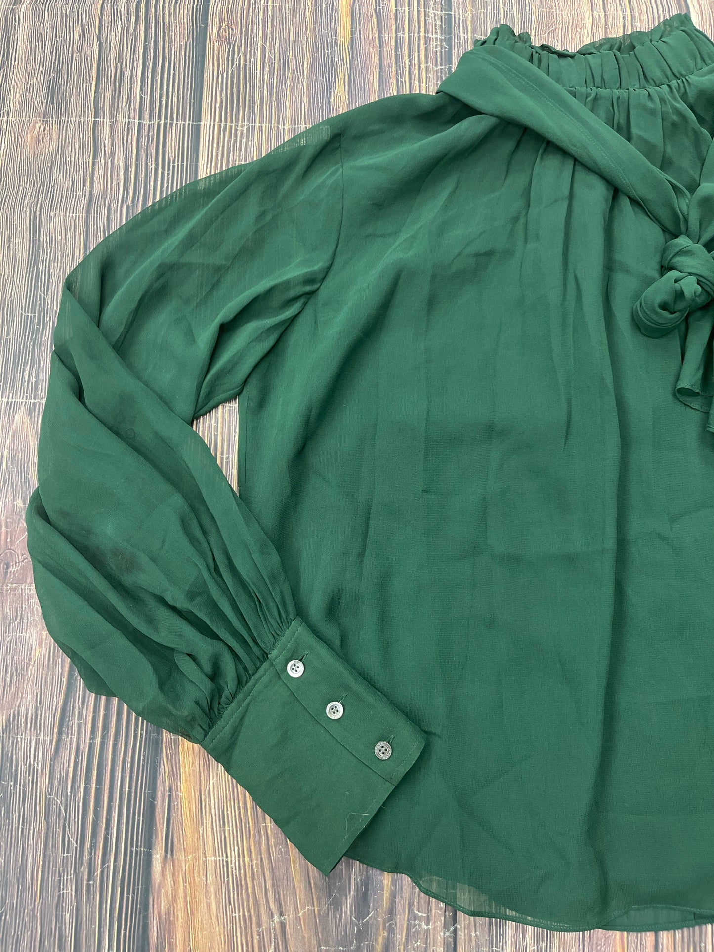 Blouse Long Sleeve By Frame In Green, Size: L