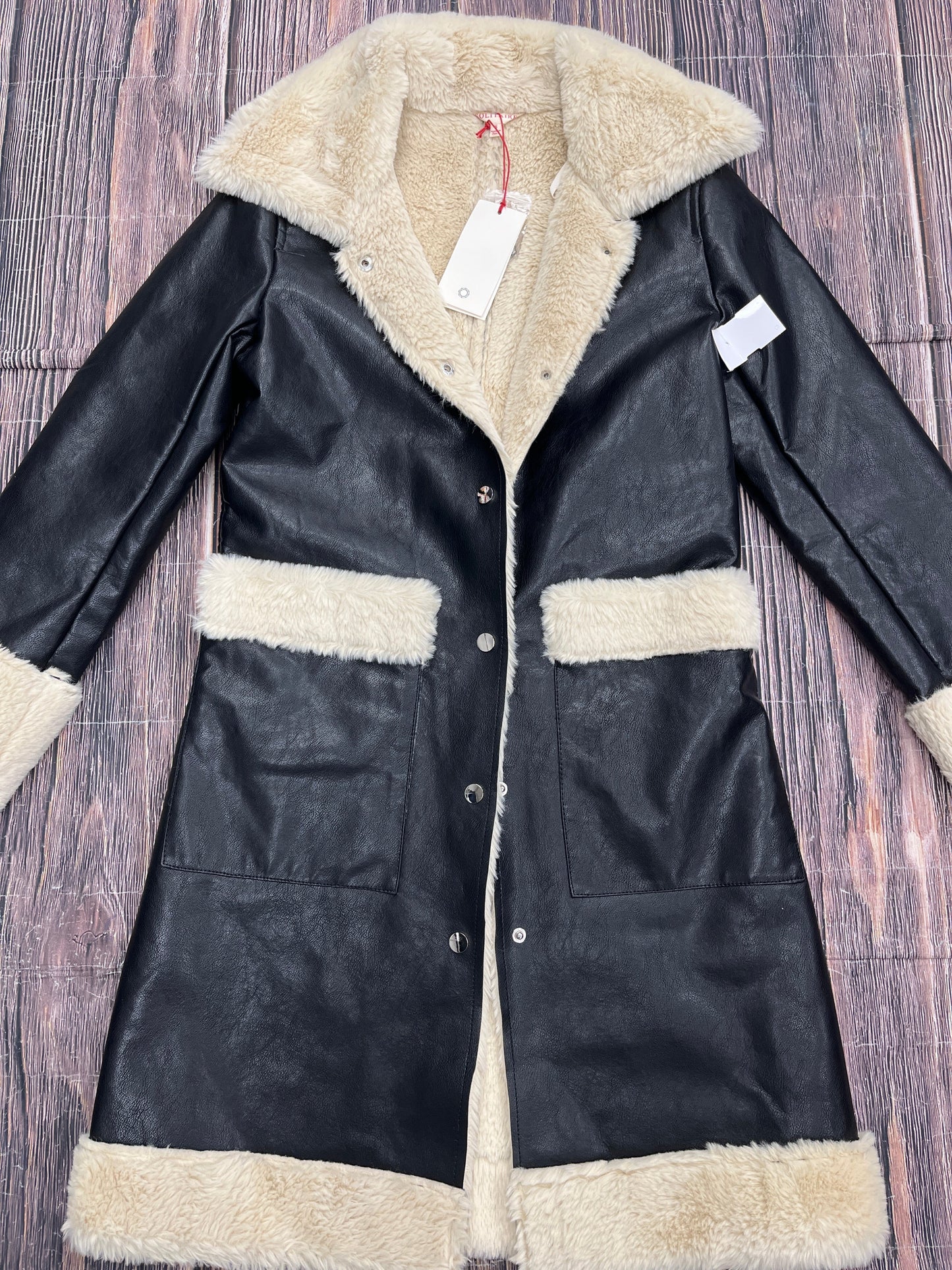 Coat Faux Fur & Sherpa By Solitaire In Black, Size: S