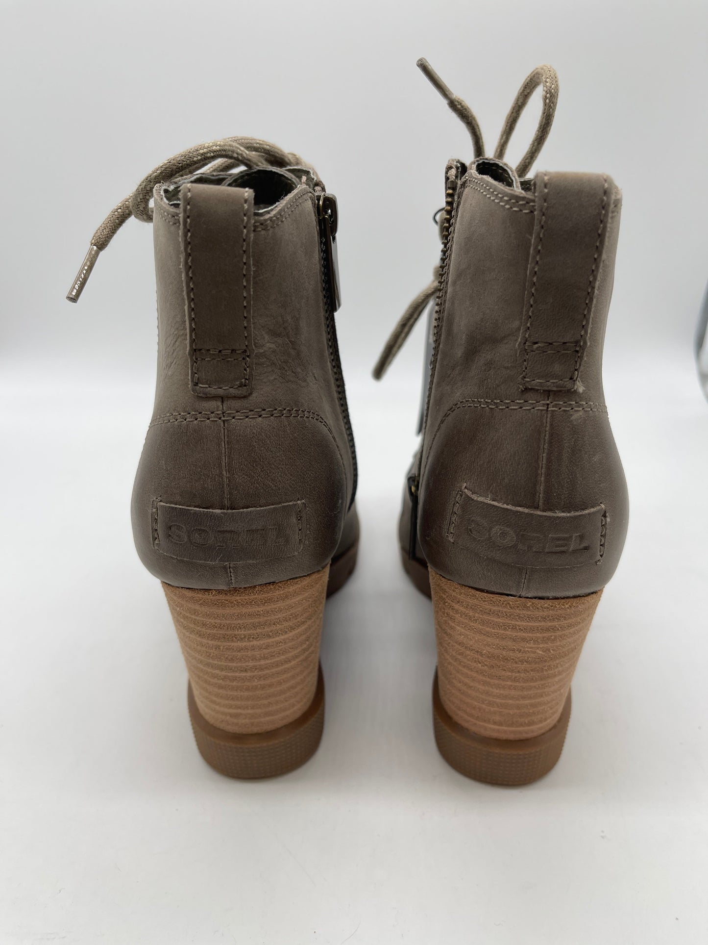 Boots Ankle Heels By Sorel In Khaki, Size: 8