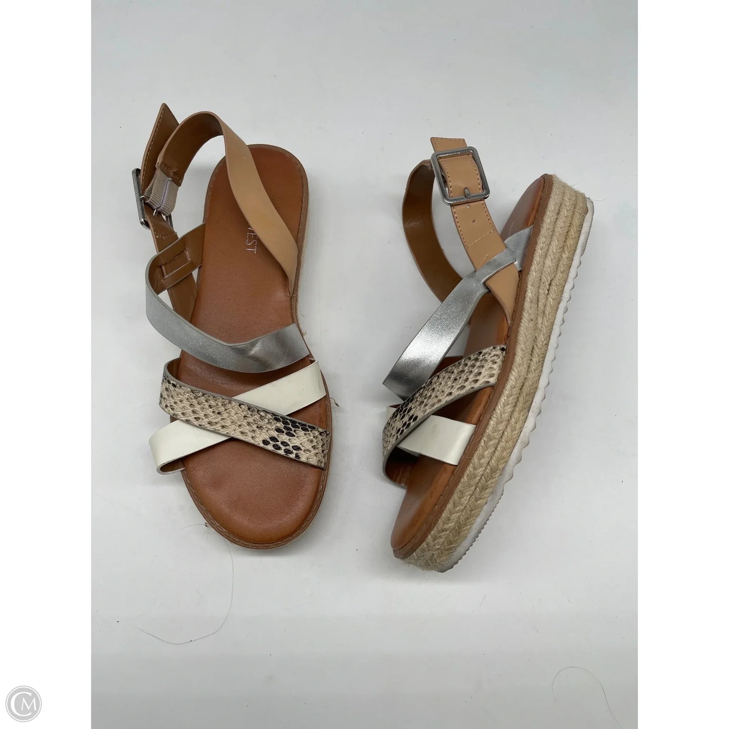 Sandals Heels Platform By Nine West In Cream, Size: 7