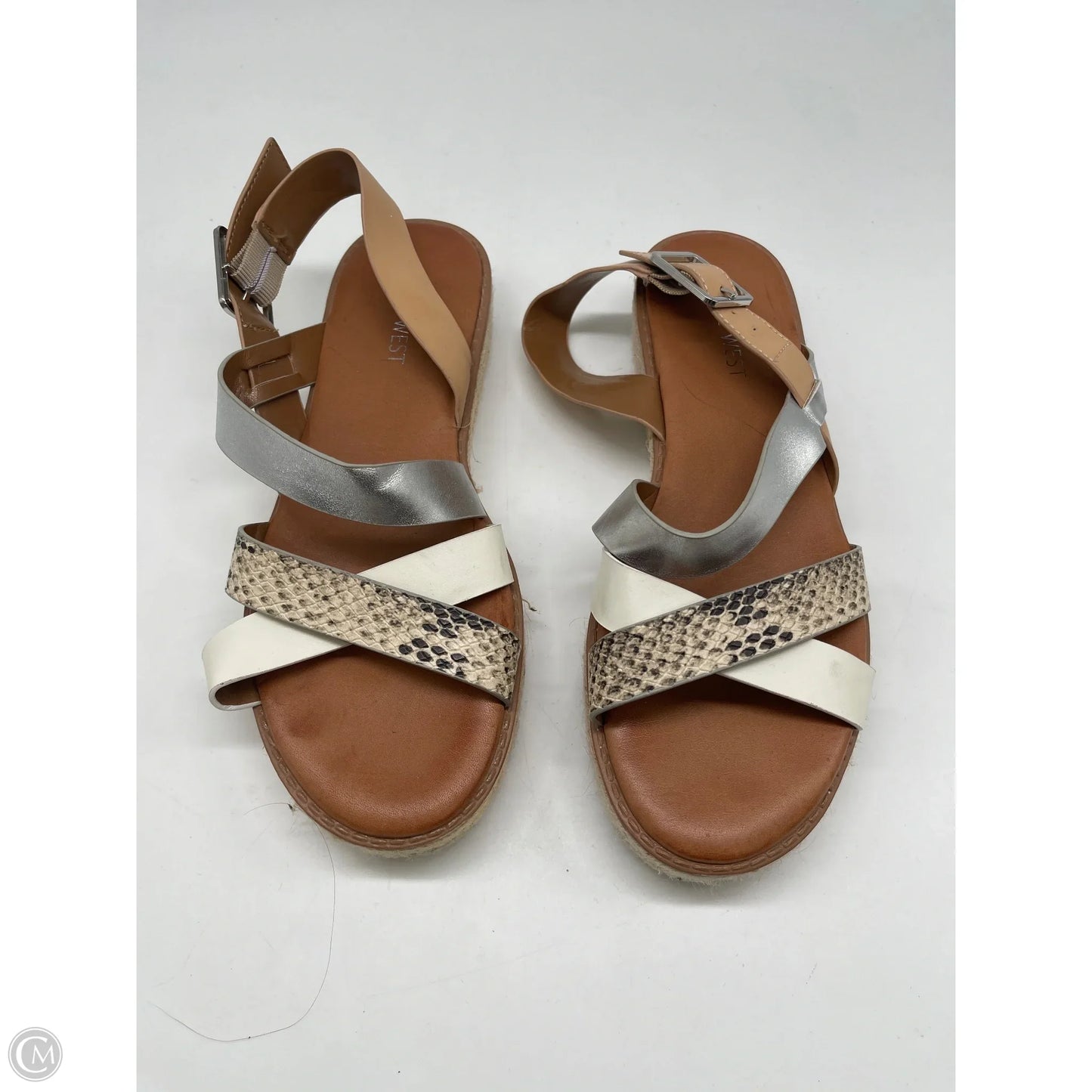 Sandals Heels Platform By Nine West In Cream, Size: 7