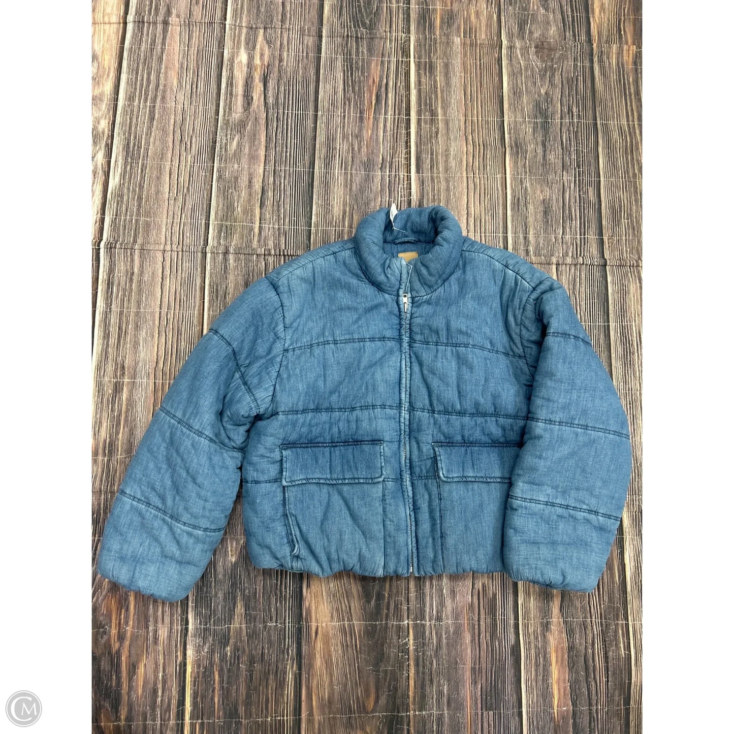 Coat Puffer & Quilted By Gap In Blue Denim, Size: Xl
