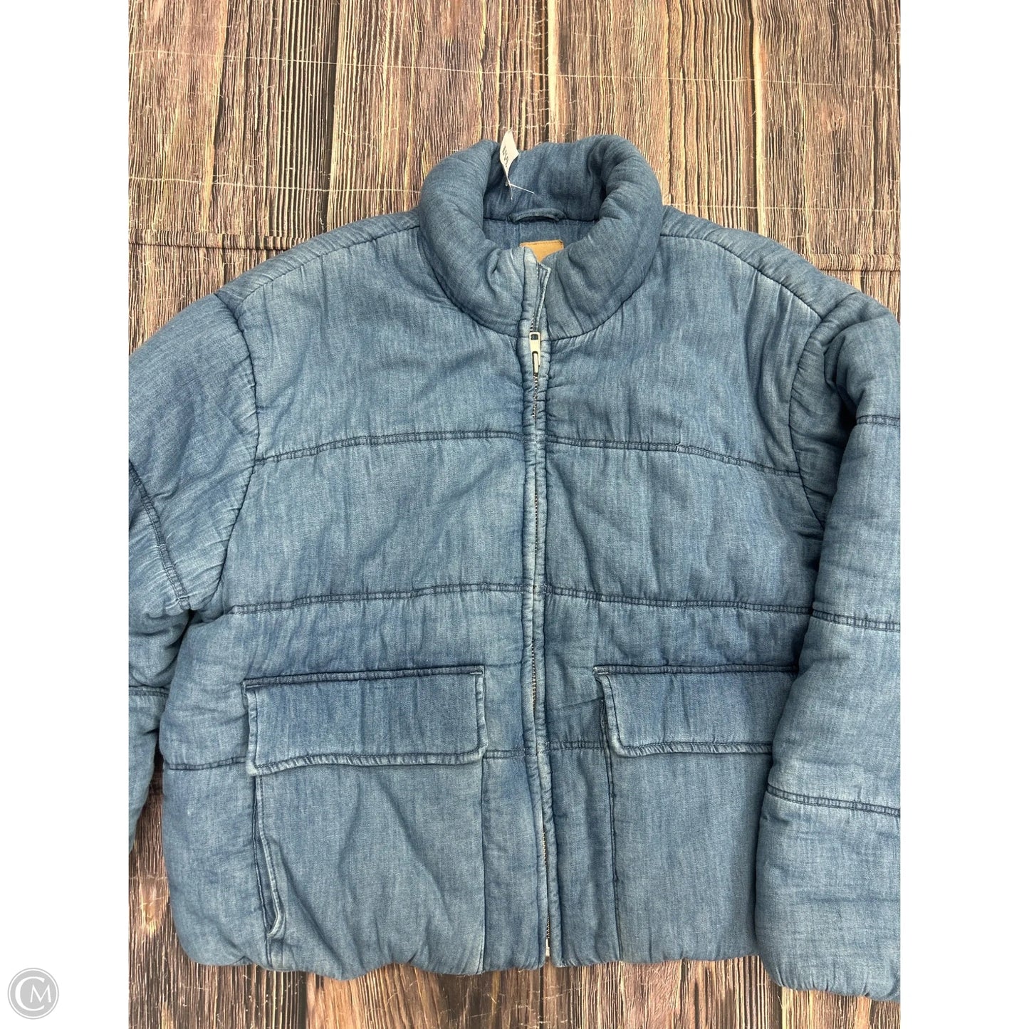 Coat Puffer & Quilted By Gap In Blue Denim, Size: Xl
