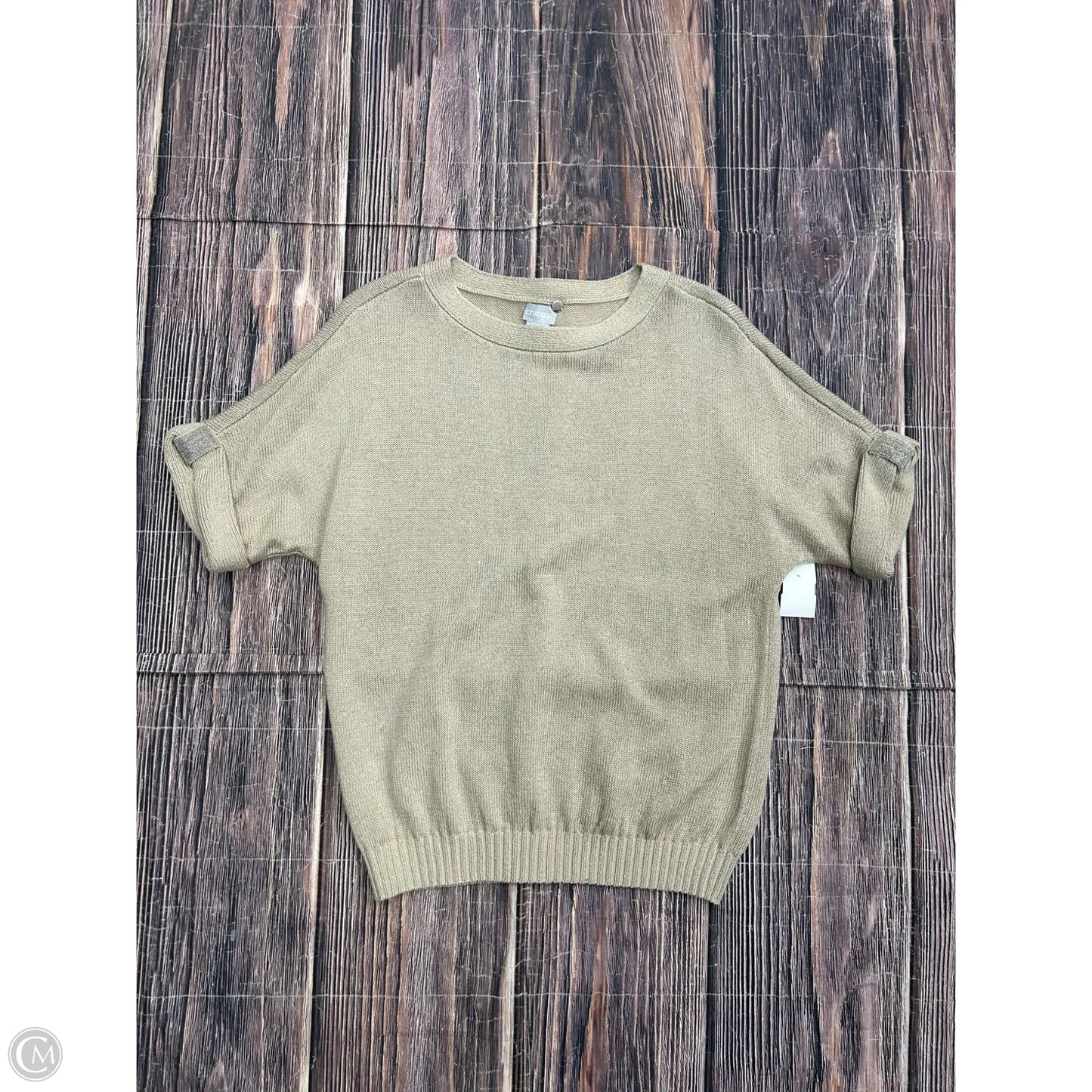 Sweater Short Sleeve By Chicos In Tan, Size: S