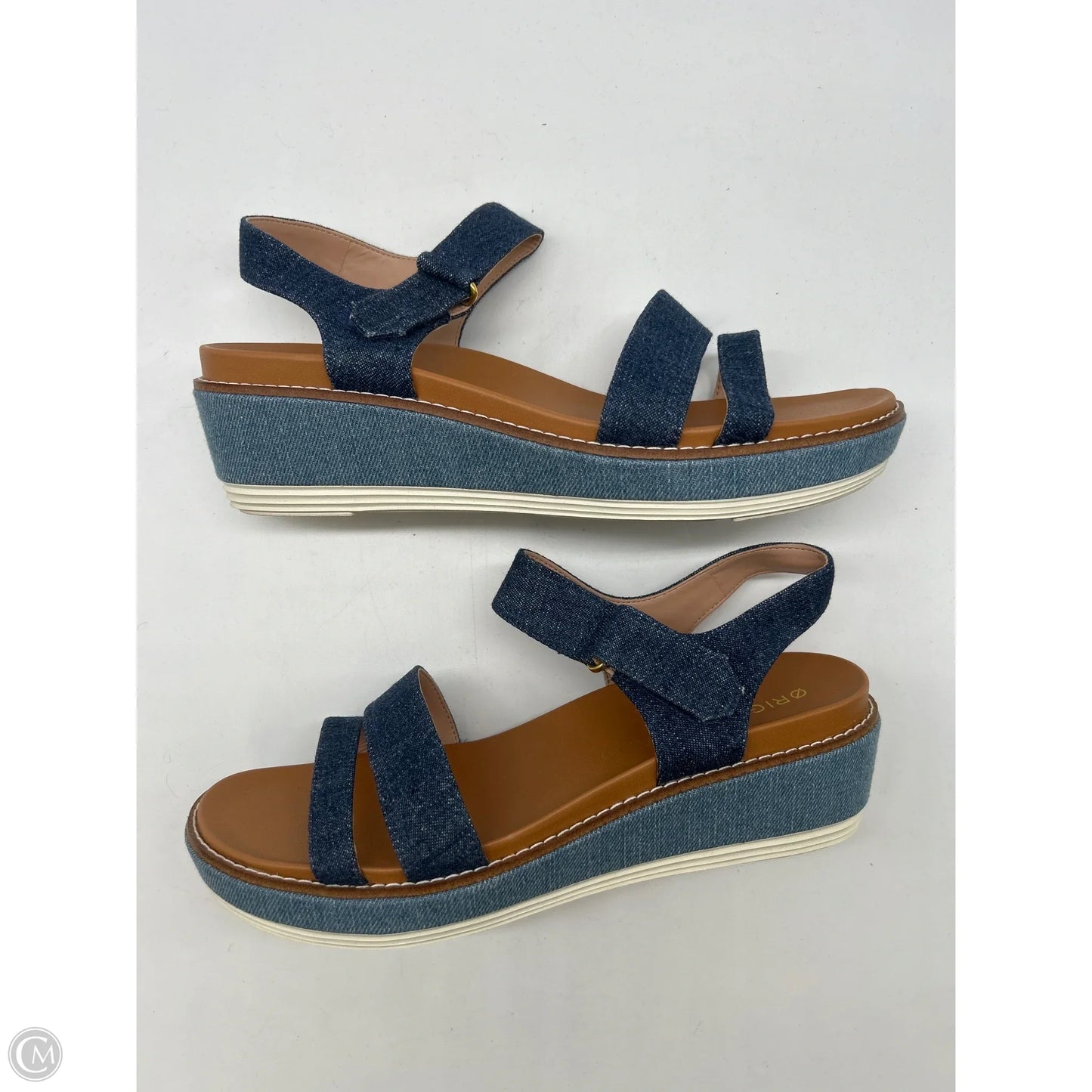 Sandals Heels Wedge By Cole-haan In Blue, Size: 8