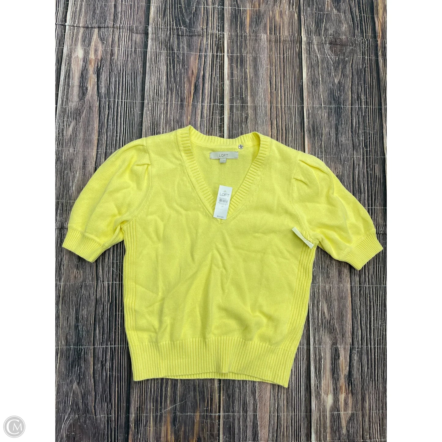 Sweater Short Sleeve By Loft In Yellow, Size: M