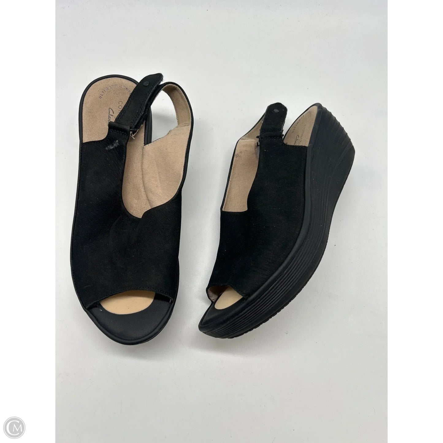 Shoes Heels Wedge By Clarks In Black, Size: 7.5