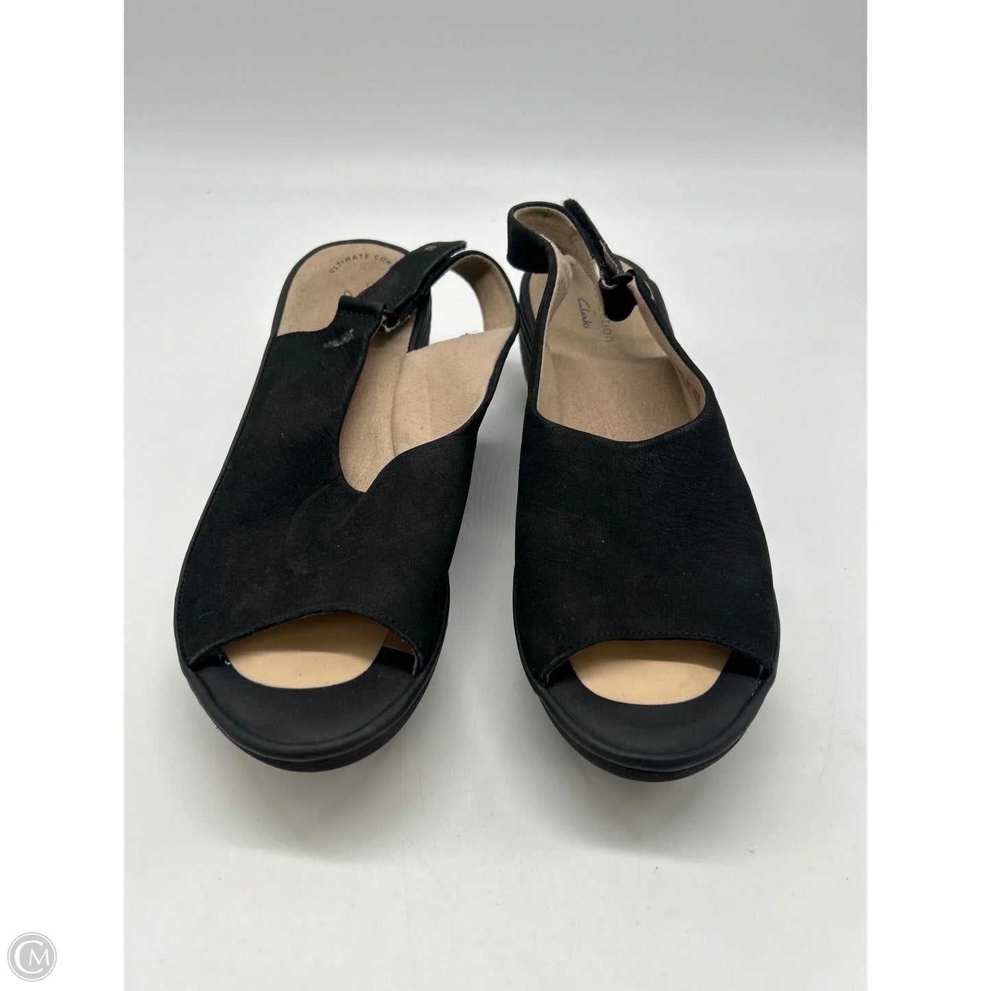 Shoes Heels Wedge By Clarks In Black, Size: 7.5