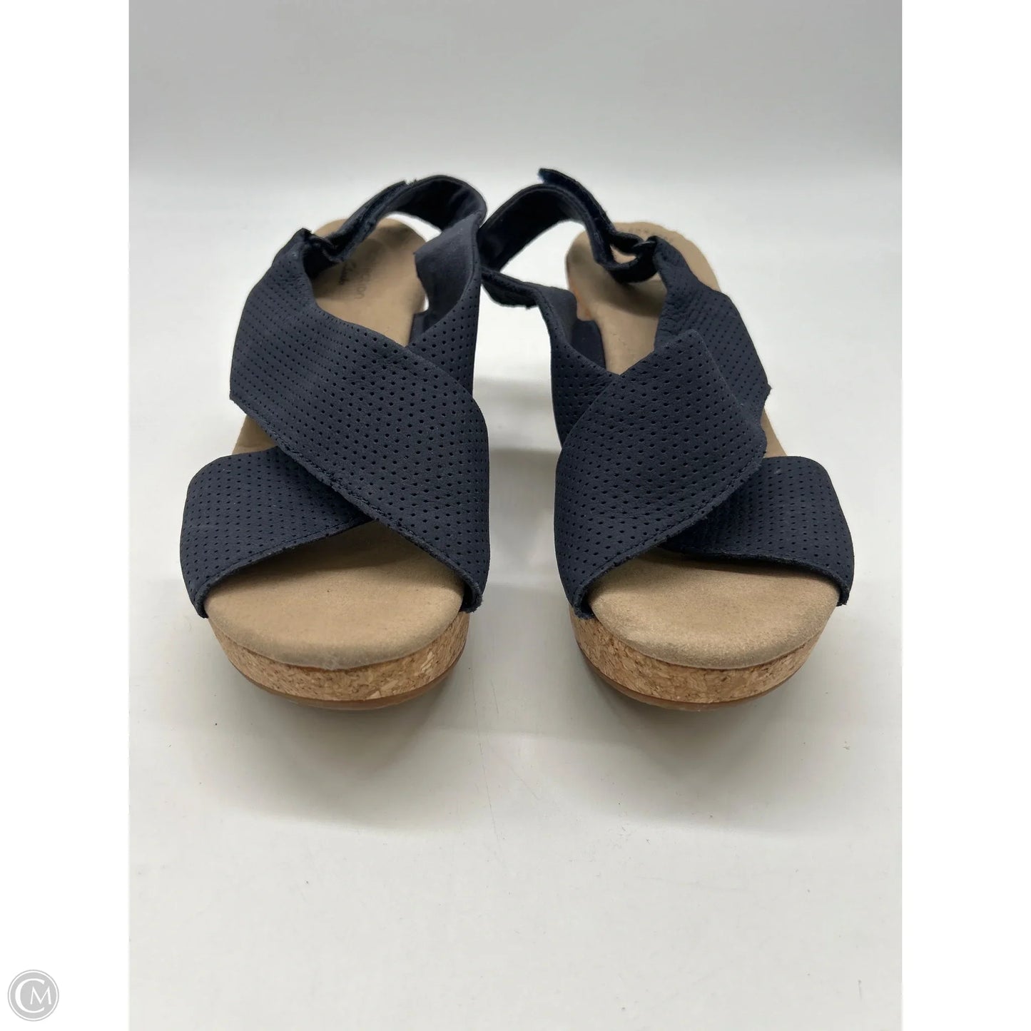 Sandals Heels Wedge By Clarks In Blue, Size: 7.5