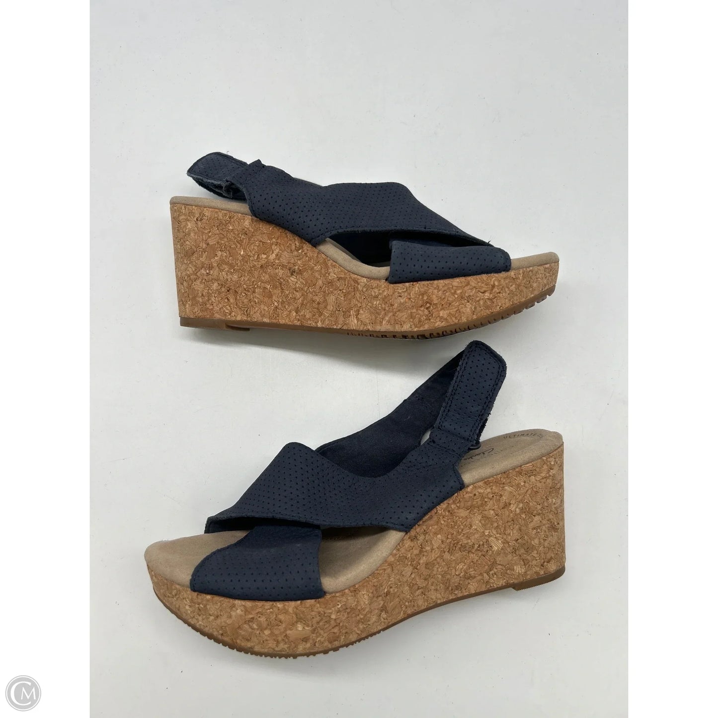 Sandals Heels Wedge By Clarks In Blue, Size: 7.5