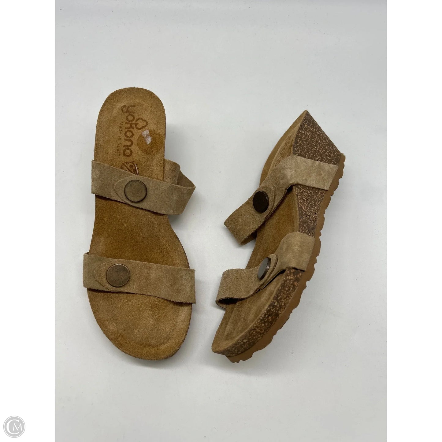 Sandals Heels Wedge By Clothes Mentor In Beige, Size: 7.5