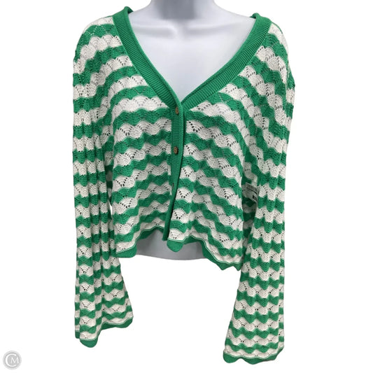 Cardigan By Mustard Seed In Green & White, Size: L