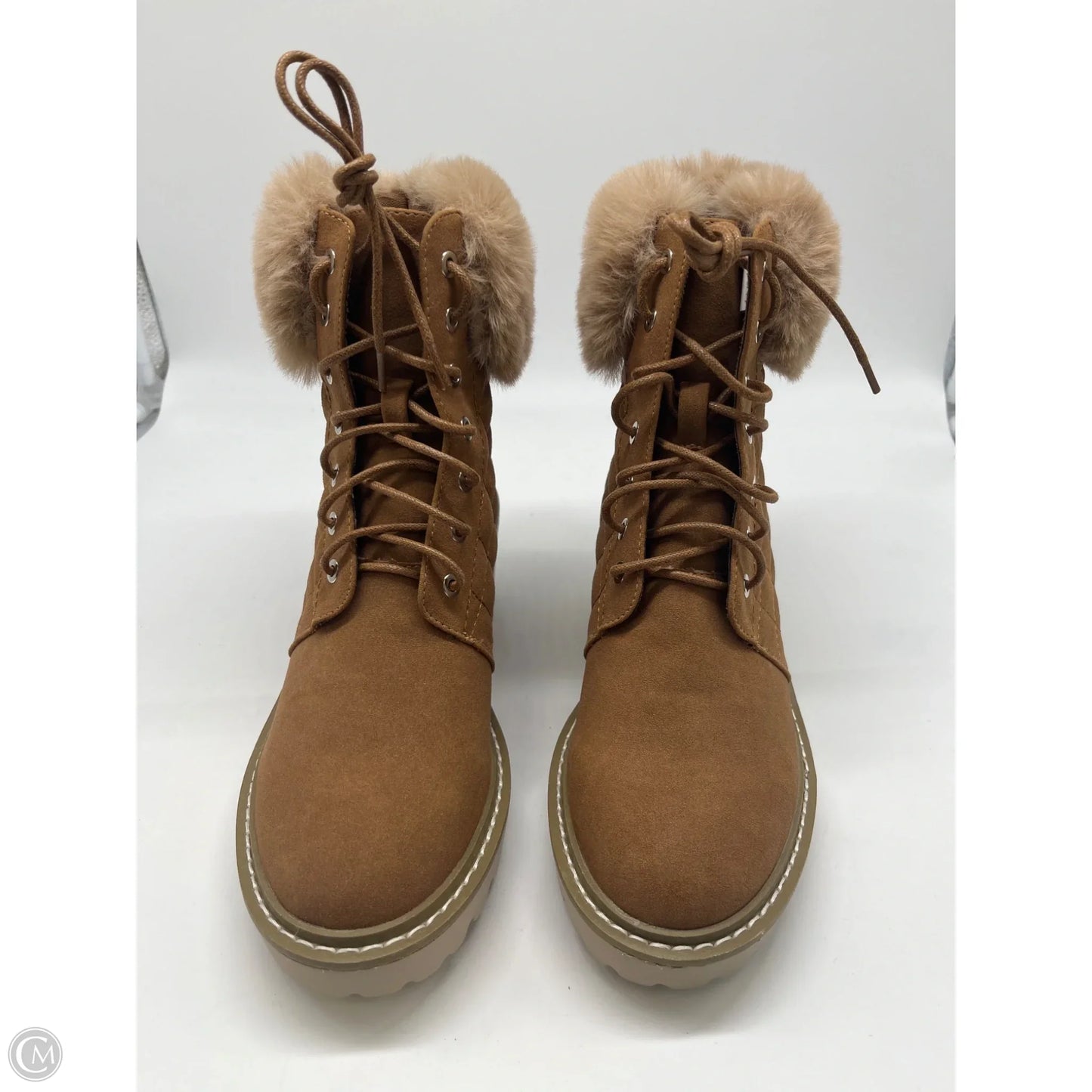 Boots Ankle Heels By Nicole Miller In Tan, Size: 7.5