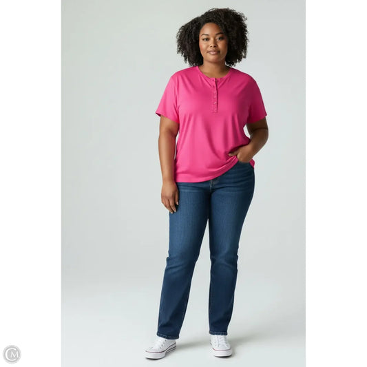 Top Short Sleeve By Andree By Unit In Pink, Size: 2x