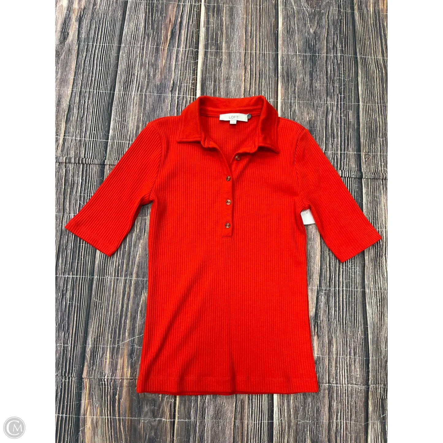 Top Short Sleeve By Loft In Orange, Size: M