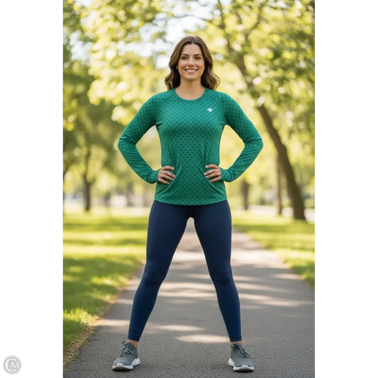 Athletic Top Long Sleeve Collar By Rabbit In Blue, Size: M