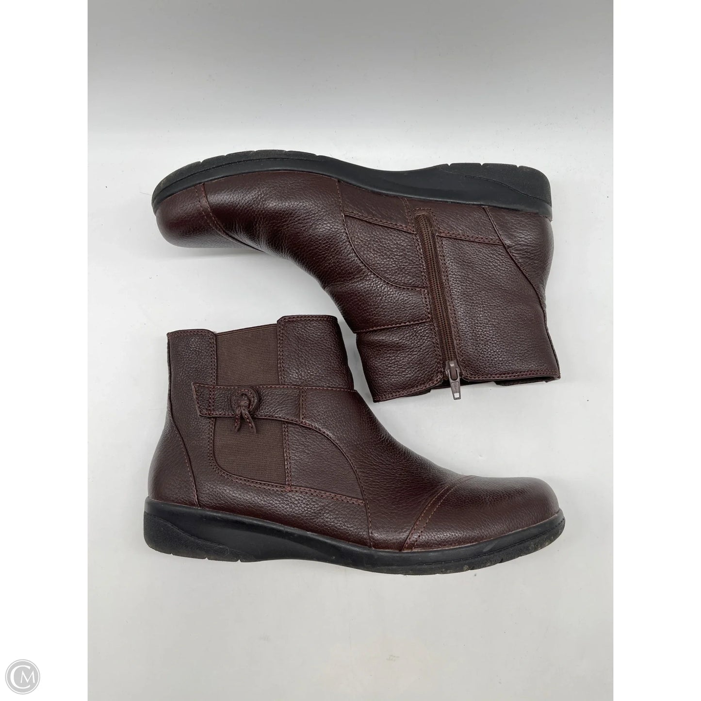 Boots Ankle Flats By Clarks In Brown, Size: 11