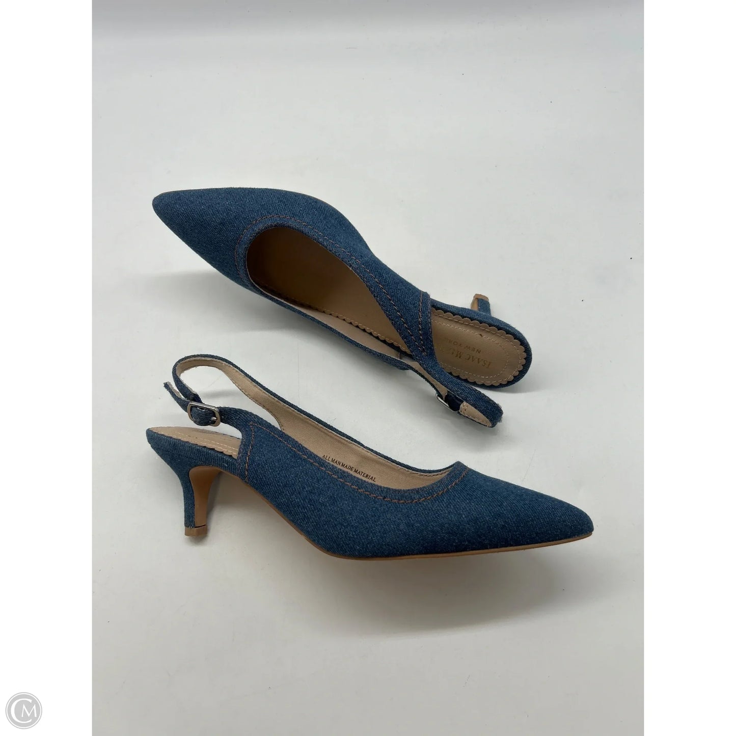 Shoes Heels Kitten By Isaac Mizrahi In Blue Denim, Size: 6.5