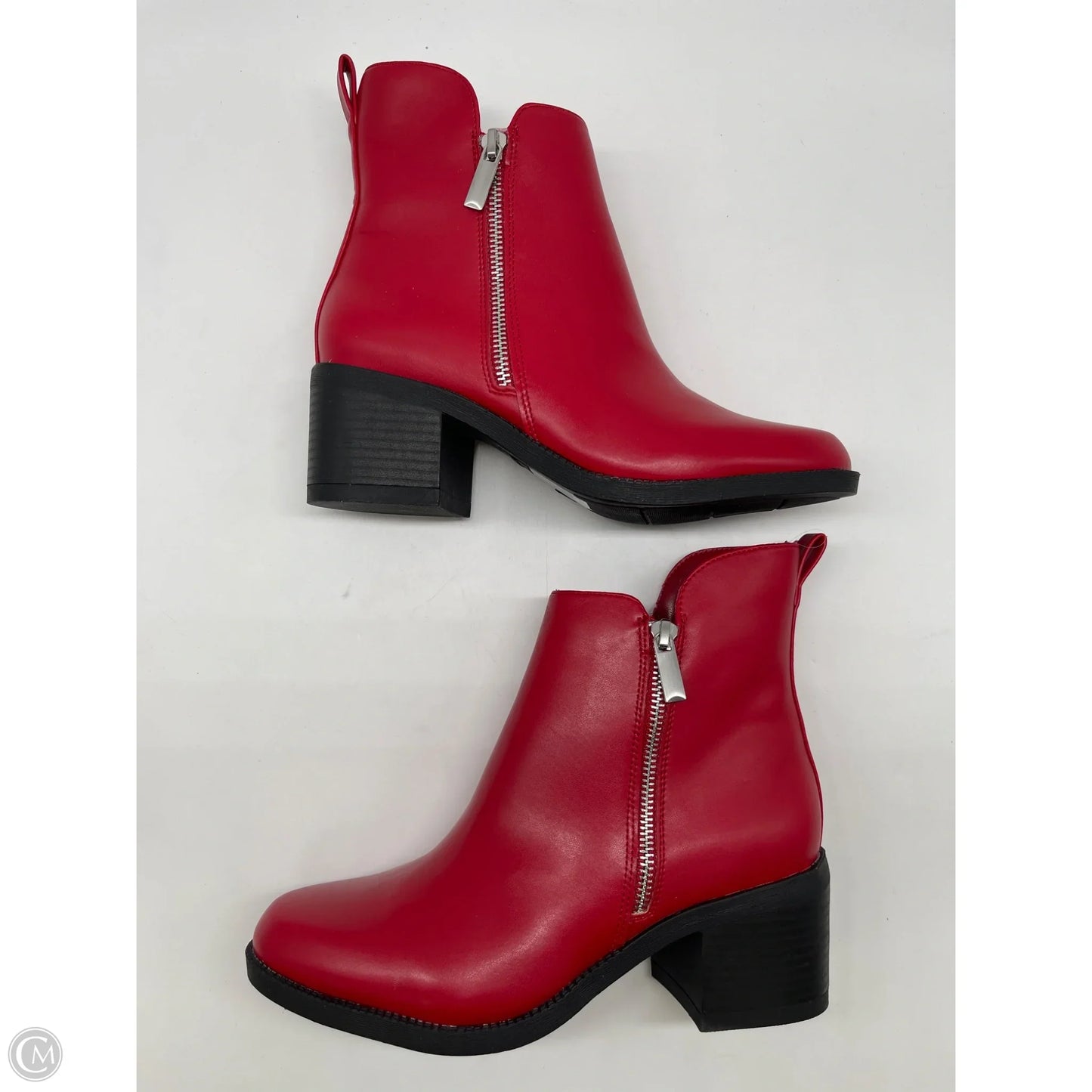 Boots Ankle Heels By Clothes Mentor In Red, Size: 8