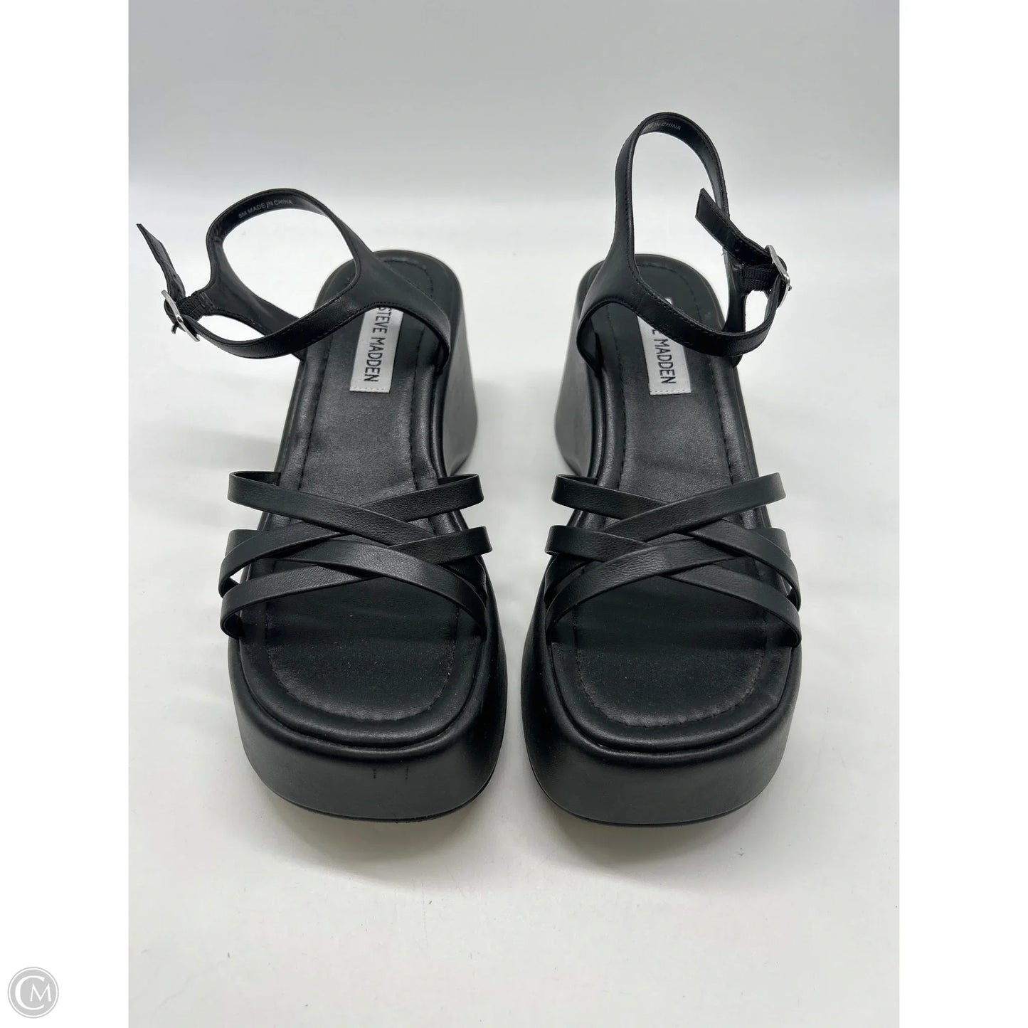 Sandals Heels Platform By Steve Madden In Black, Size: 8