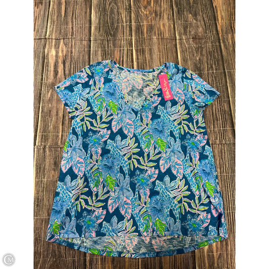 Top Short Sleeve Designer By Lilly Pulitzer In Blue, Size: 1x