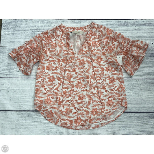 Top Short Sleeve By Loft In Floral Print, Size: Xs