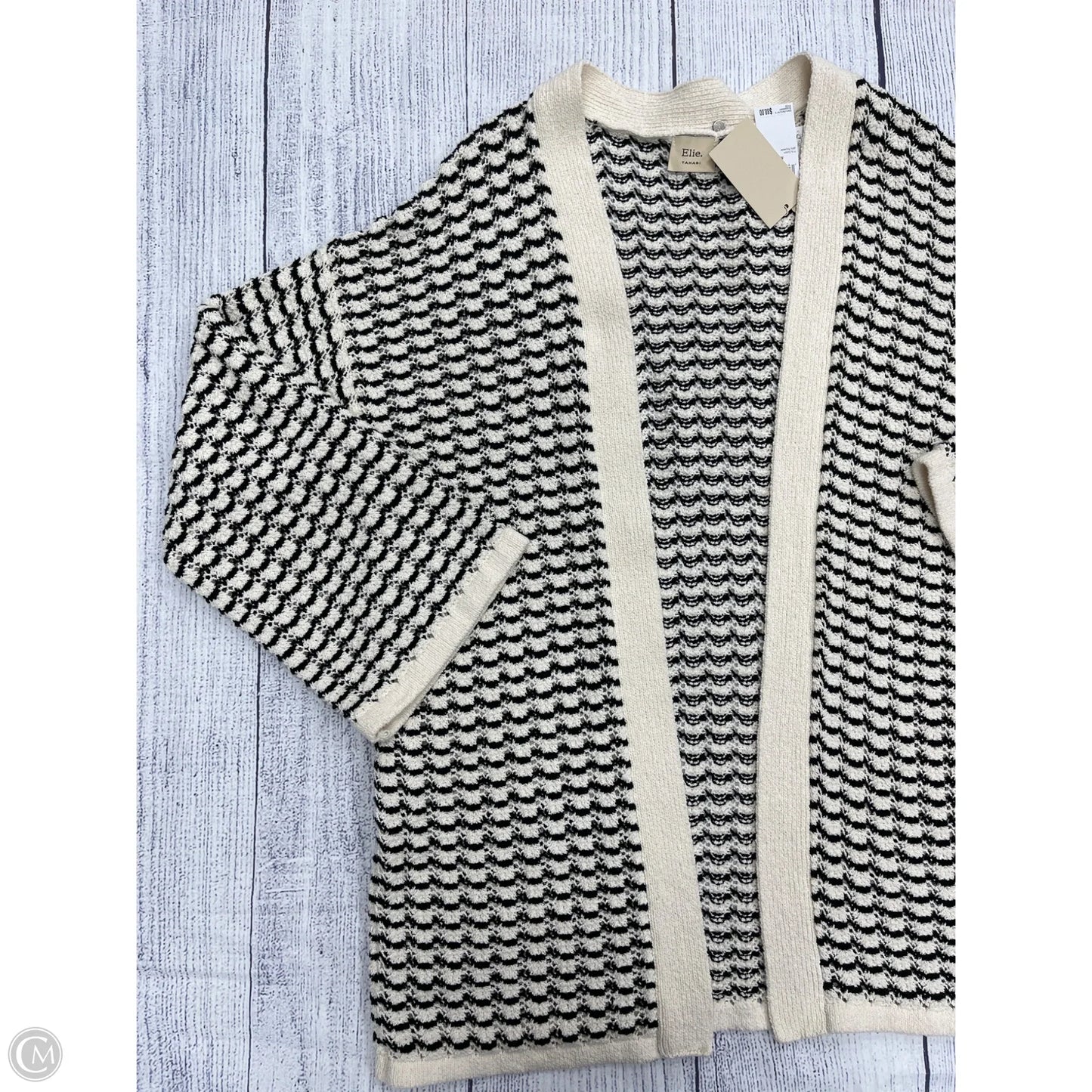 Cardigan By Tahari In Black & White, Size: Xl